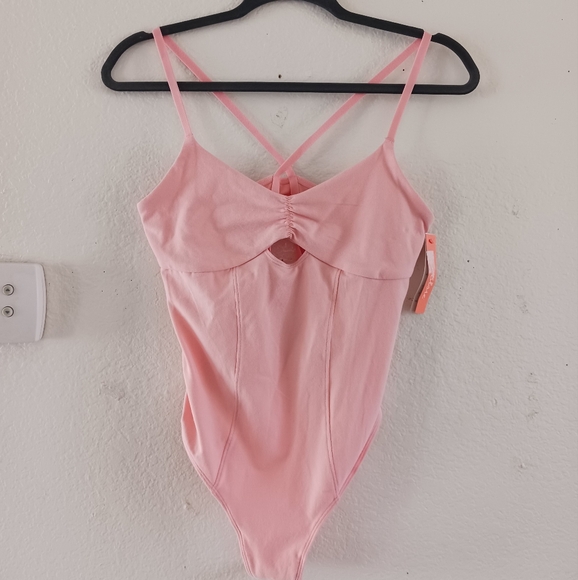 Colsie Tops - Colsie‎ Pink Cotton Thong Bodysuit